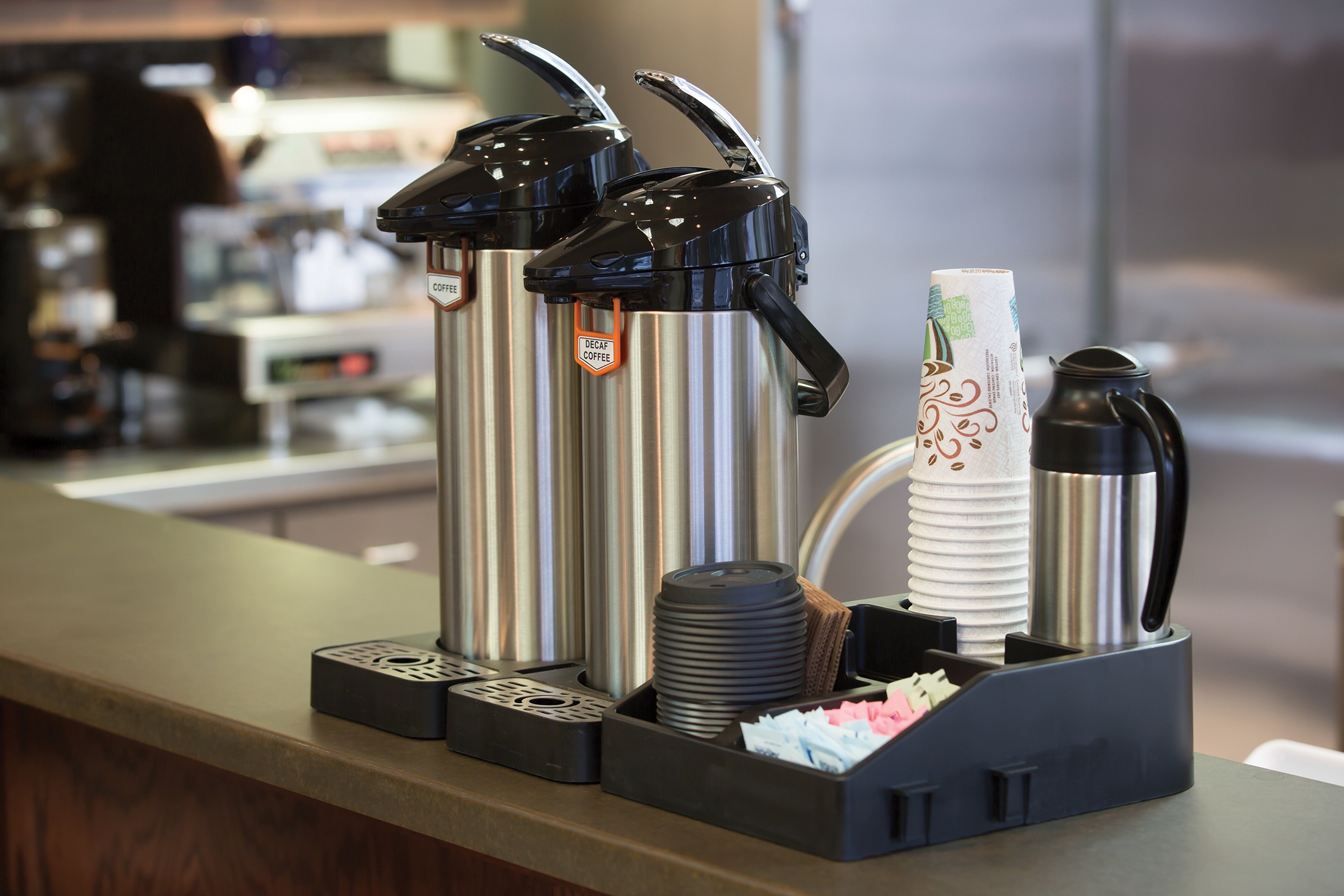 Coffee Airpot and Condiment Station