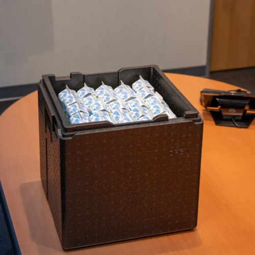 box with milk cartons for schools